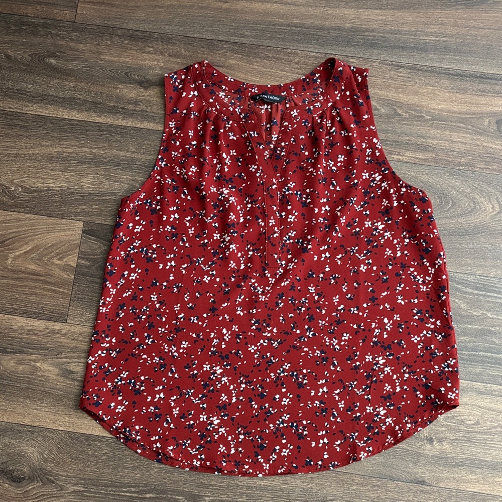 Women's Sleeveless Red Floral Top